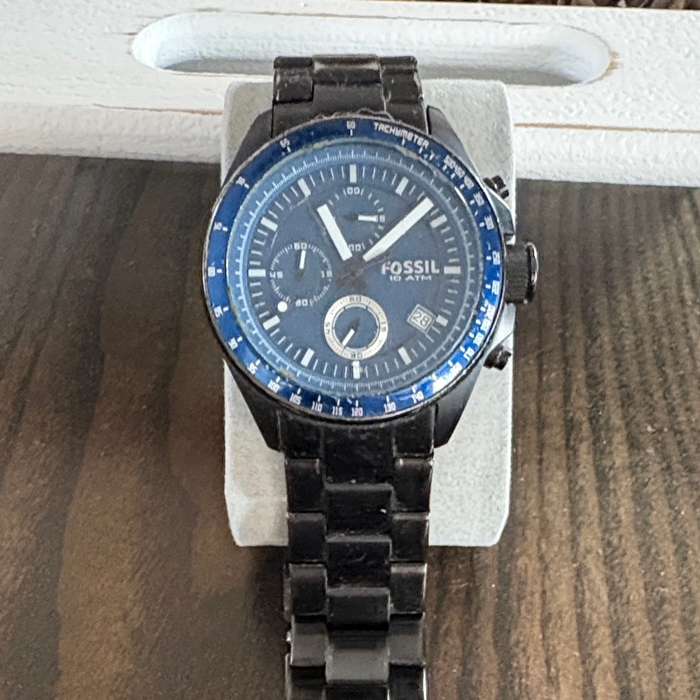 Fossil Black Watch with Blue Dial